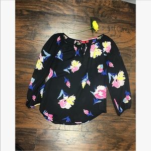 Like New Elle Floral Long Sleeve Blouse Top XS